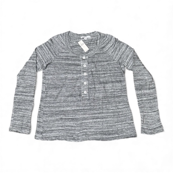 Stateside Tops - Anthropologie Stateside Gray Henley Top 100% linen Women's Large NWT Made in USA
